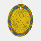 エジプトのモチーフプリント市松模様にフレームデザイン セラミックオーナメント (右)