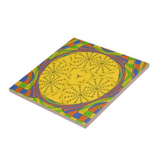 エジプトのモチーフプリント市松模様にフレームデザイン タイル (側面)