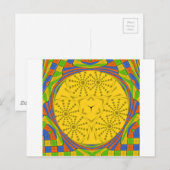 エジプトのモチーフプリント市松模様にフレームデザイン ポストカード (正面/裏面)