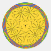 エジプトのモチーフプリント市松模様にフレームデザイン ラウンドシール (正面)