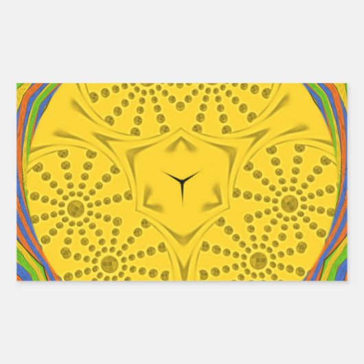 エジプトのモチーフプリント市松模様にフレームデザイン 長方形シール (正面)