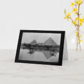 エジプトのラクダとピラミッド1899 カード (黄色い花)