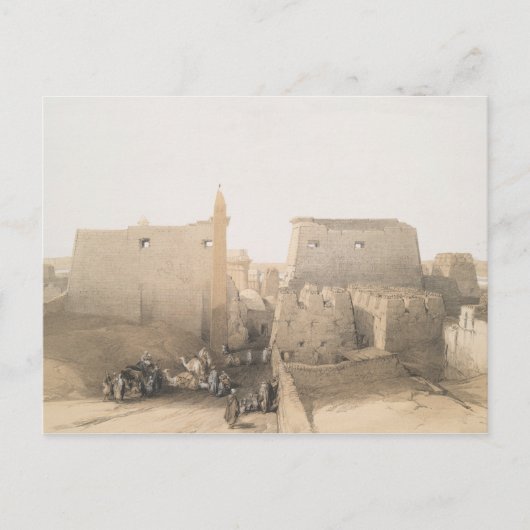 エジプトのルクソール寺院へのグランドエントランス ポストカード (正面)