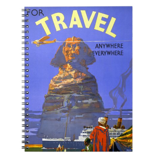 エジプトのヴィンテージ旅行ポスター復元 ノートブック (正面)