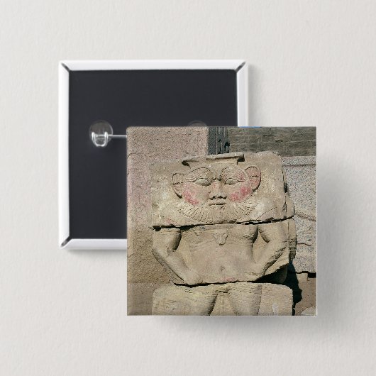 エジプトの世帯の神のレリーフ、浮き彫り、Bes 缶バッジ (正面&裏面)