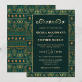 エジプトの優雅な模様のゴールドの結婚式 招待状 (正面/裏面)