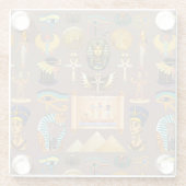 エジプトの古代の象形文字のパターン記号 ガラスコースター (裏面)