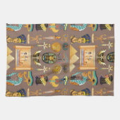 エジプトの古代の象形文字のパターン記号 キッチンタオル (横)