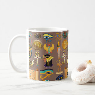 エジプトの古代の象形文字のパターン記号 コーヒーマグカップ