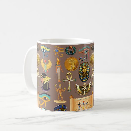 エジプトの古代の象形文字のパターン記号 コーヒーマグカップ (正面左)