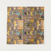 エジプトの古代の象形文字のパターン記号 タペストリー (正面(横))