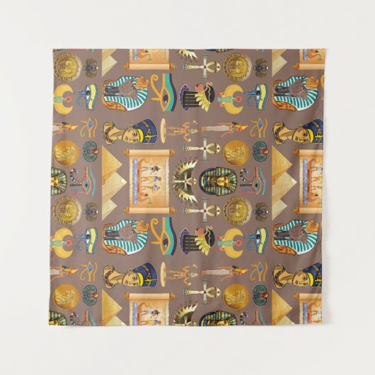 エジプトの古代の象形文字のパターン記号 タペストリー (正面(横))