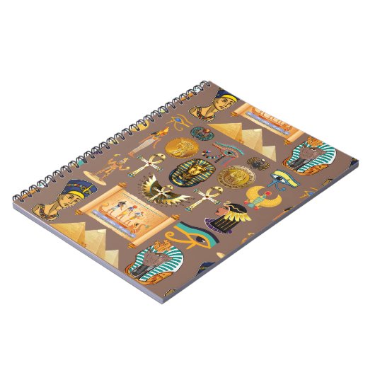 エジプトの古代の象形文字のパターン記号 ノートブック (左側)