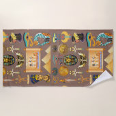 エジプトの古代の象形文字のパターン記号 ビーチタオル (正面)