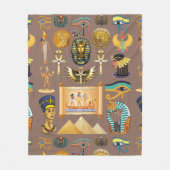 エジプトの古代の象形文字のパターン記号 フリースブランケット (正面)