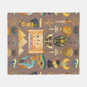 エジプトの古代の象形文字のパターン記号 フリースブランケット (正面(横))