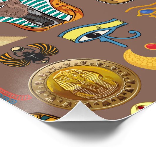 エジプトの古代の象形文字のパターン記号 ポスター (コーナー)