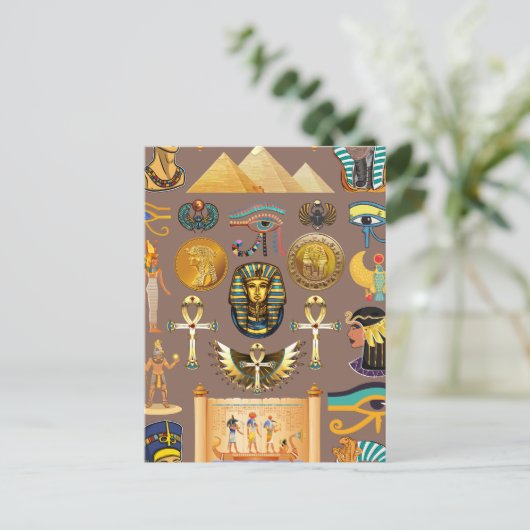 エジプトの古代の象形文字のパターン記号 ポストカード (スタンド正面)