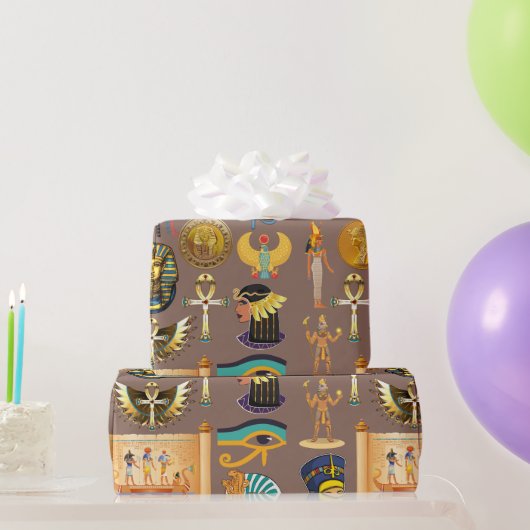 エジプトの古代の象形文字のパターン記号 ラッピングペーパー (パーティーギフト)