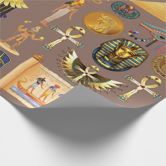 エジプトの古代の象形文字のパターン記号 ラッピングペーパー (角)