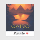 エジプトの夕日：ピラミッドとナイル川 シール (シート)