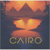 エジプトの夕日：ピラミッドとナイル川 シール (正面)