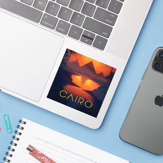 エジプトの夕日：ピラミッドとナイル川 シール