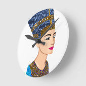 エジプトの女王nefertiti ラウンド壁時計 (傾斜)