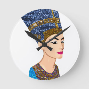 エジプトの女王nefertiti ラウンド壁時計