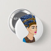 エジプトの女王nefertiti 缶バッジ (正面&裏面)