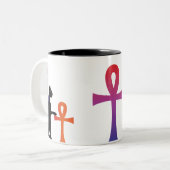 エジプトの女神の靭皮繊維及びAnhkのコップ ツートーンマグカップ (正面左)