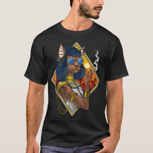 エジプトの女神バステト Tシャツ (正面)