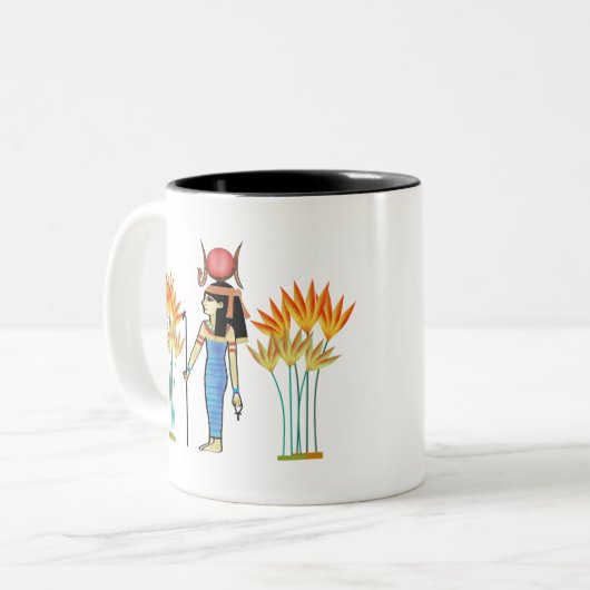 エジプトの愛のエジプトの芸術のエジプトのハトール女神 ツートーンマグカップ (正面左)