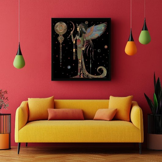 エジプトの月の神Khonsu黒い虹 ポスター