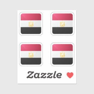 エジプトの正方形の光沢フラグ シール