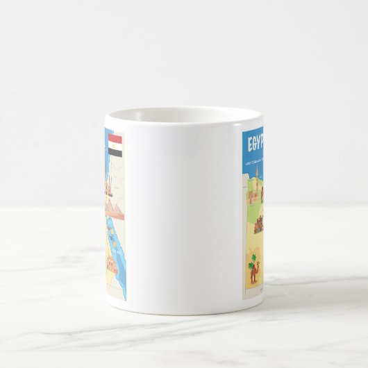 エジプトの漫画の地図 コーヒーマグカップ (中央)