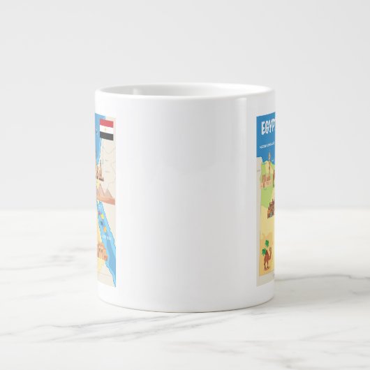 エジプトの漫画の地図 ジャンボコーヒーマグカップ (正面)