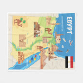 エジプトの漫画の地図 フリースブランケット (正面(横))