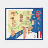 エジプトの漫画の地図 フリースブランケット (正面(横))