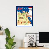 エジプトの漫画の地図 ポスター (ホームオフィス)