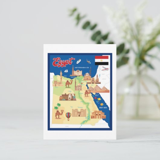 エジプトの漫画の地図 ポストカード (スタンド正面)