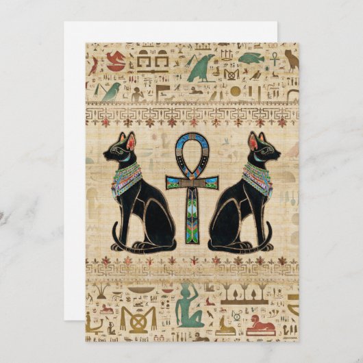 エジプトの猫とシーク教徒のクロス シーズンカード (正面/裏面)