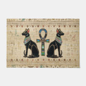 エジプトの猫とシーク教徒のクロス ドアマット (正面)