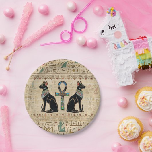 エジプトの猫とシーク教徒のクロス ペーパープレート (パーティー)