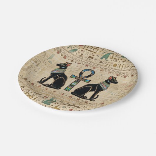 エジプトの猫とシーク教徒のクロス ペーパープレート (アングル)