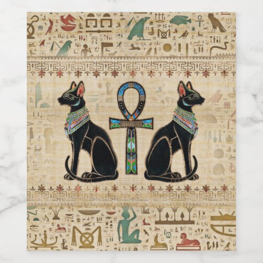 エジプトの猫とシーク教徒のクロス ワインラベル (シングルラベル)