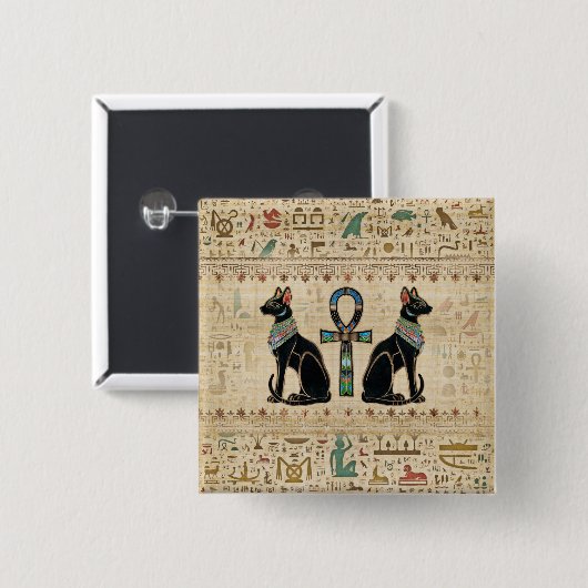 エジプトの猫とシーク教徒のクロス 缶バッジ (正面&裏面)