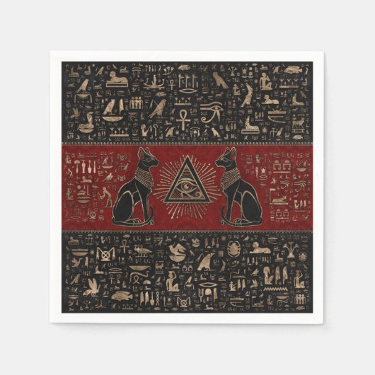 エジプトの猫と目のホルス スタンダードカクテルナプキン (正面)