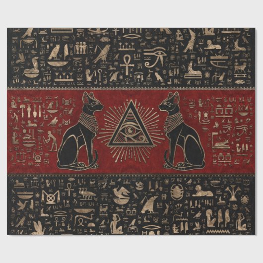 エジプトの猫と目のホルス ラッピングペーパー (フラット)