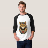 エジプトの猫の長袖Tシャツ - ファラオの猫 Tシャツ (正面フル)